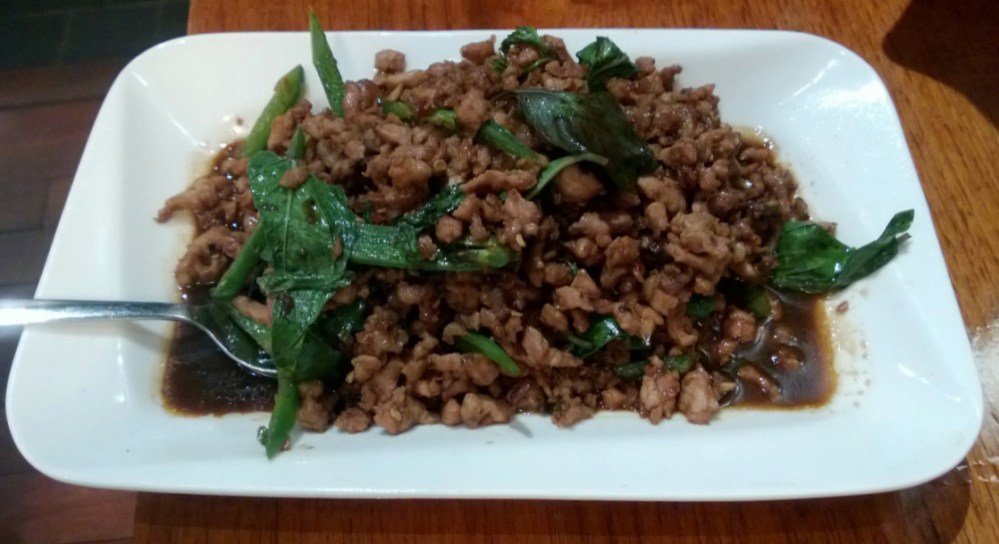 Pad kra praow ping (basil pork)