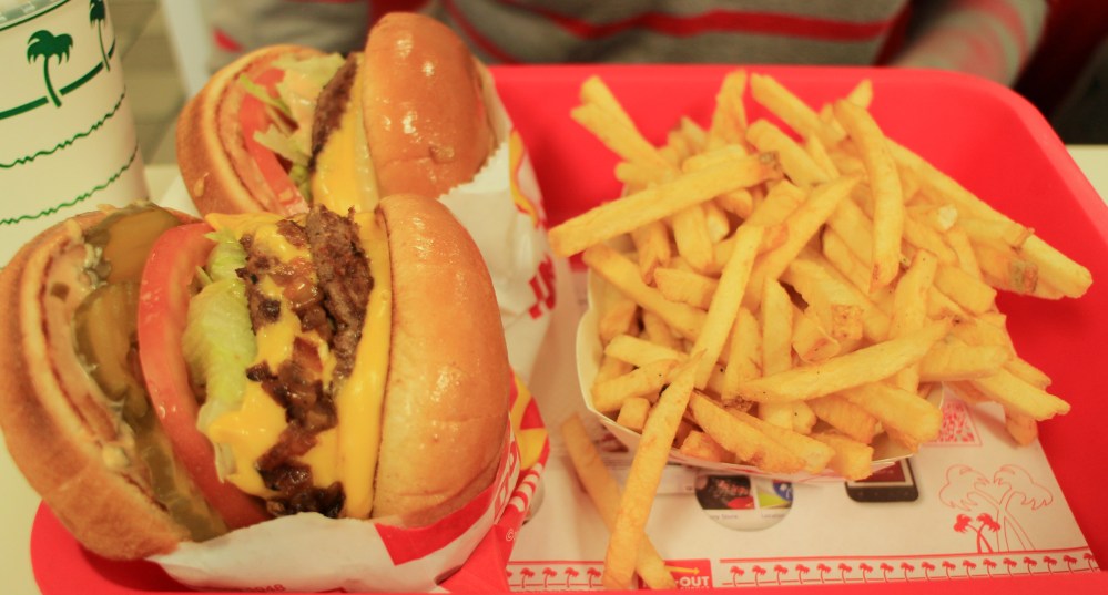 In-N-Out: 1x1 with extra veggies an a 2x2, animal style.