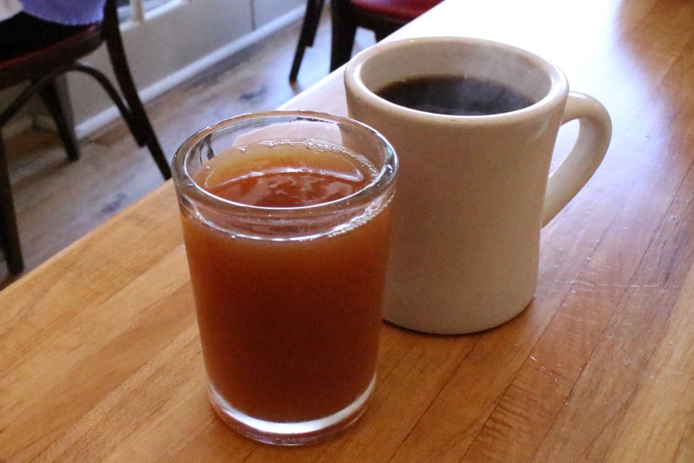Warm, spiced apple cider and Metropolis coffee