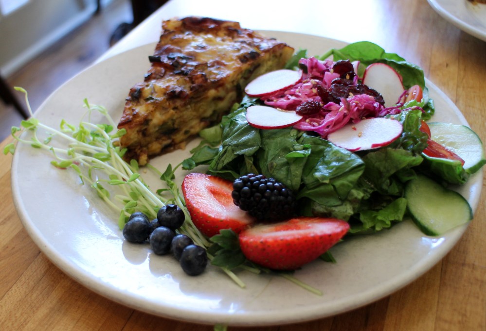 Peasant quiche with field green salad